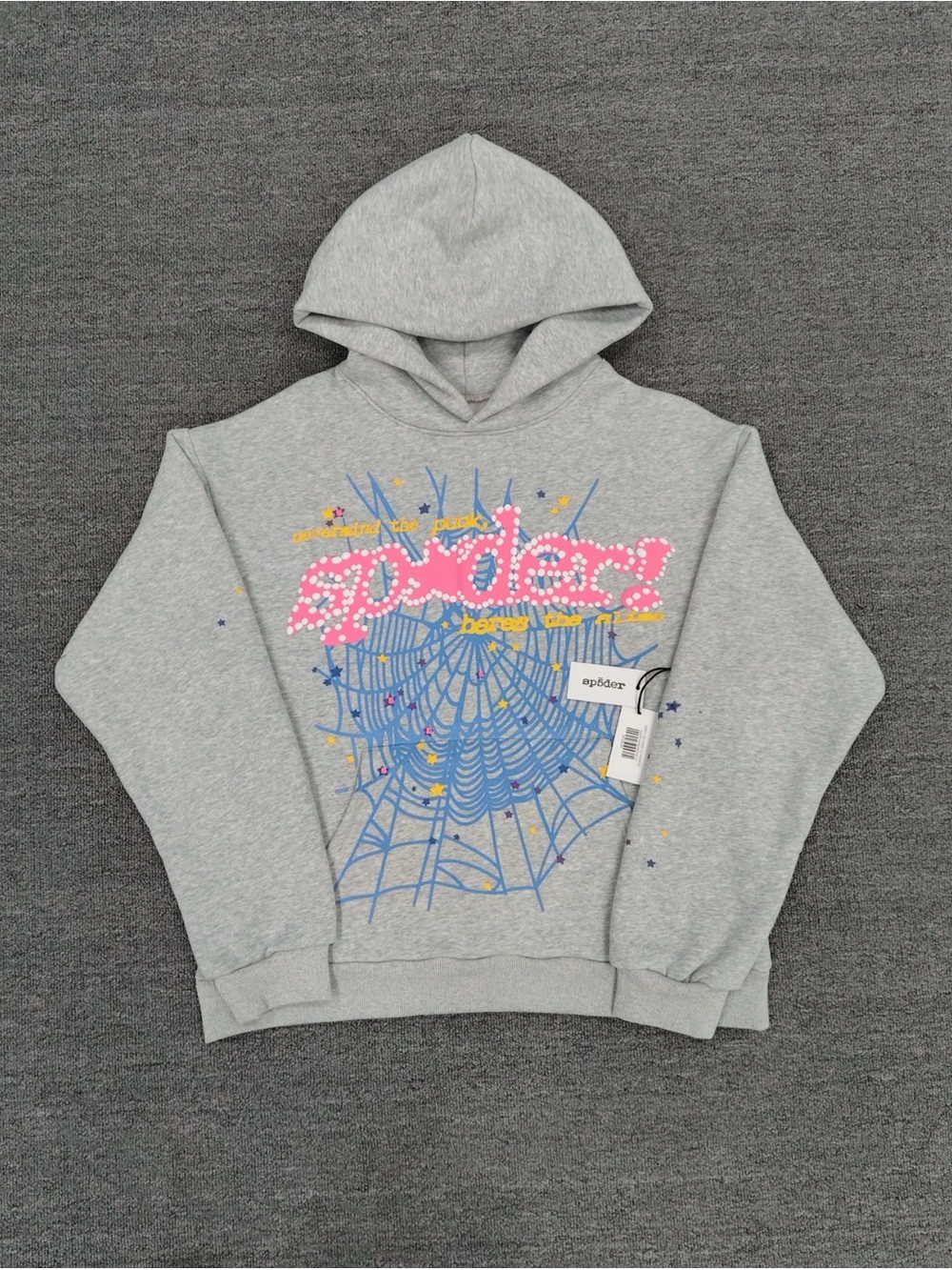 Spiderweb Hoodie with Pink Script